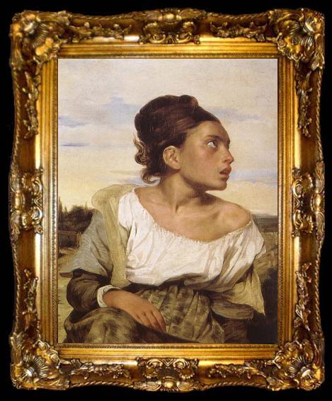 framed  Eugene Delacroix Foraldralos girl pa kyrkogarden, ta009-2